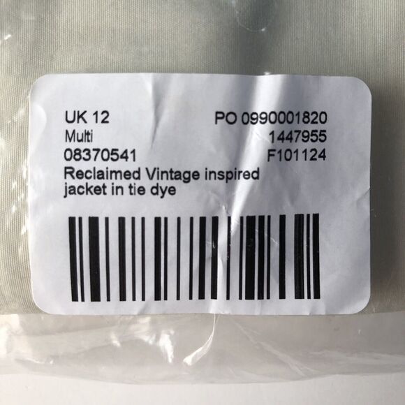 Reclaimed Vintage Tie Dye Lightweight Cropped Jacket Size 10. New - Picture 10 of 14